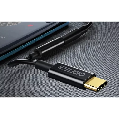 USB-C - Jack 3.5mm Audio Jack adapter Choetech AUX003 USB-C 3,5 mm-es  (fekete) DAC kábel