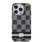 Original Case DKNY keménytok IML Checkered Mono Pattern & Printed Stripes MagSafe DKHMP15XHCPTSK iPhone 15 Pro Max fekete tok
