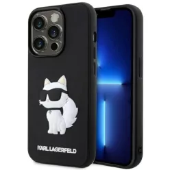   Eredeti Pouch KARL LAGERFELD hardcase Rubber Choupette 3D KLHCP14X3DRKHNK iPhone 14 Pro Max tok Fekete