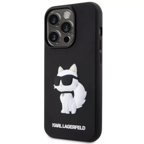Eredeti Pouch KARL LAGERFELD hardcase Rubber Choupette 3D KLHCP14X3DRKHNK iPhone 14 Pro Max tok Fekete