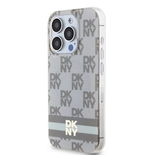 Original Case DKNY hardcase IML Checkered Mono Pattern & Printed Stripes MagSafe DKHMP15XHCPTSE tok iPhone 15 Pro Max-hoz beige