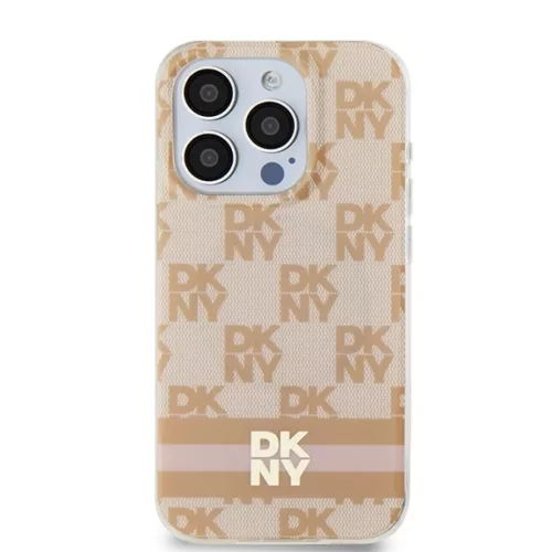 Original Case DKNY keménytok IML Checkered Mono Pattern & Printed Stripes MagSafe DKHMP13XHCPTSP iPhone 13 Pro Max rózsaszín tok