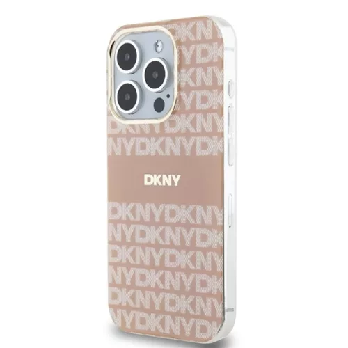 Eredeti DKNY keménytok IML Mono & Stripe MagSafe DKHMP13XHRHSEP iPhone 13 Pro Max pink tok