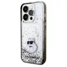 Original Pouch KARL LAGERFELD keménytok Liquid Glitter Choupette KLHCP14XLKCNSK iPhone 14 Pro Max tok átlátszó
