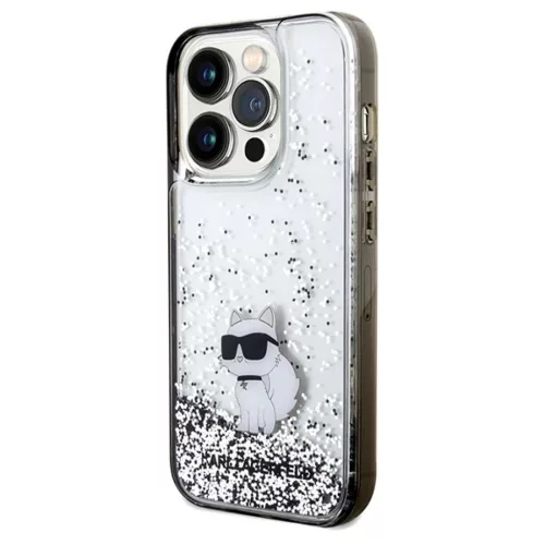 Original Pouch KARL LAGERFELD keménytok Liquid Glitter Choupette KLHCP14XLKCNSK iPhone 14 Pro Max tok átlátszó