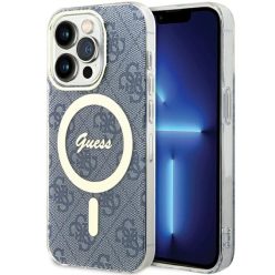   Original Case GUESS hardcase IML 4G MagSafe GUHMP15XH4STB for iPhone 15 Pro Max blue tok