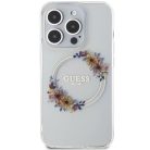 Eredeti GUESS IML Flowers Wreath Magsafe GUHMP15XHFWFCT tok az iPhone 15 Pro Max-hoz átlátszó