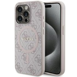   Original Case GUESS hardcase 4G Collection Leather Metal Logo MagSafe GUHMP15XG4GFRP for iPhone 15 Pro Max pink tok.