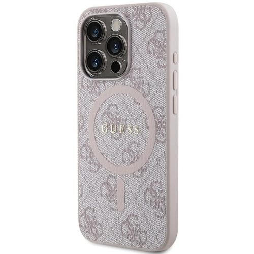 Original Case GUESS hardcase 4G Collection Leather Metal Logo MagSafe GUHMP15XG4GFRP for iPhone 15 Pro Max pink tok.