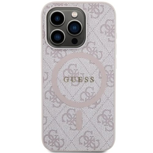 Original Case GUESS hardcase 4G Collection Leather Metal Logo MagSafe GUHMP15XG4GFRP for iPhone 15 Pro Max pink tok.
