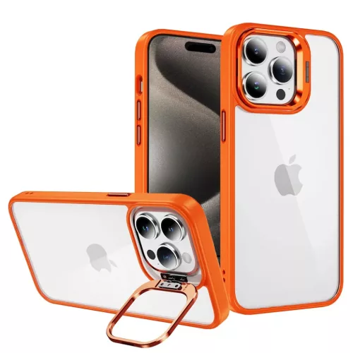 Tel Protect Kitámasztós tok + kamera üveg iPhone 15 narancssárga