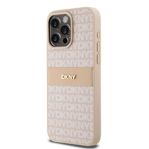 Original Case DKNY hardcase bőr Mono Stripe & Metal Logo DKHCP15XPRTHSLP iPhone 15 Pro Max tok rózsaszín