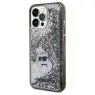 Original Pouch KARL LAGERFELD keménytok Liquid Glitter Choupette KLHCP13XLKCNSK for Iphone 13 Pro Max Átlátszó tok