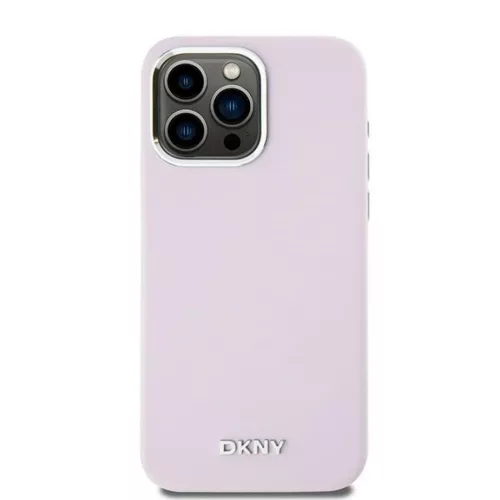 Original DKNY kemény tok folyékony szilikon kis fém logóval MagSafe DKHMP14XSMCHLP iPhone 14 Pro Max rózsaszín tok