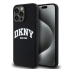 Eredeti tok DKNY Liquid Silicone kemény tok Fehér Nyomtatott Logóval MagSafe DKHMP15XSNYACH iPhone 15 Pro Max fekete