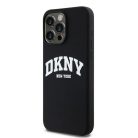 Eredeti tok DKNY Liquid Silicone kemény tok Fehér Nyomtatott Logóval MagSafe DKHMP15XSNYACH iPhone 15 Pro Max fekete