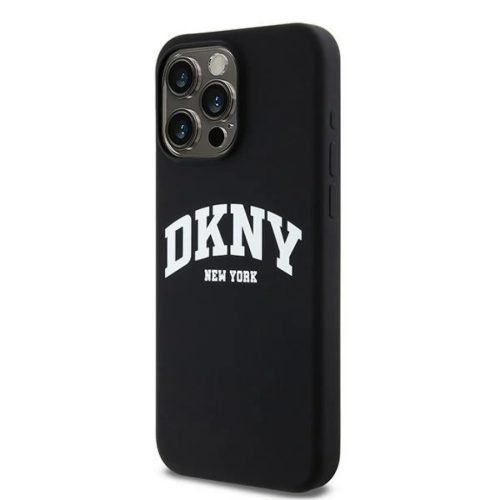 Eredeti tok DKNY Liquid Silicone kemény tok Fehér Nyomtatott Logóval MagSafe DKHMP15XSNYACH iPhone 15 Pro Max fekete