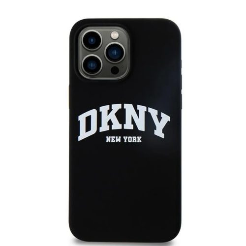 Eredeti tok DKNY Liquid Silicone kemény tok Fehér Nyomtatott Logóval MagSafe DKHMP15XSNYACH iPhone 15 Pro Max fekete