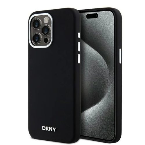 Eredeti DKNY hardcase Liquid Silicone Kis Fém Logo MagSafe DKHMP14XSMCHLK tok iPhone 14 Pro Max fekete