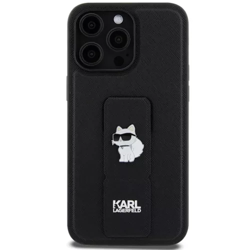 Original Pouch KARL LAGERFELD hardcase Gripstand Saffiano Choupette Pins KLHCP13XGSACHPK for iPhone 13 Pro Max Black tok