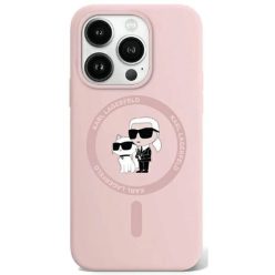   iPhone 15 Pro Max Rózsaszín Original Pouch KARL LAGERFELD kemény tok szilikon Karl & Choupette Ring MagSafe KLHMP15XSCMKCRHP tok