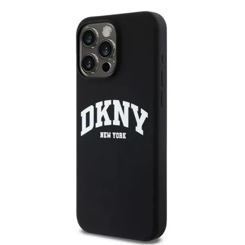 Eredeti DKNY keménytok folyékony szilikon fehér nyomtatott logó MagSafe DKHMP13XSNYACH iPhone 13 Pro Max fekete tok