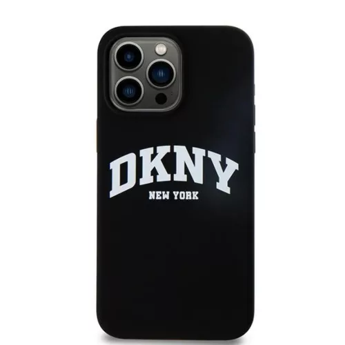 Eredeti DKNY keménytok folyékony szilikon fehér nyomtatott logó MagSafe DKHMP13XSNYACH iPhone 13 Pro Max fekete tok