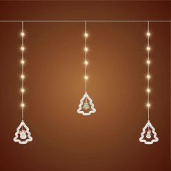   Home KAF110WW fényfüggöny, kül- és beltéri kivitel, 2,7 méter, 110 db melegfehér microLED, Mikulás és hóember figurák