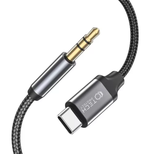 Tech-Protect UltraBoost audio USB-C / 3.5mm mini jack átalakító kábel 1 m - fekete