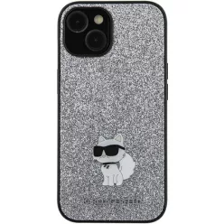   Original Pouch KARL LAGERFELD hardcase Fixed Glitter Choupette Logo Metal Pin KLHCSA35GCNPSG for Samsung Galaxy A35 ezüst tok