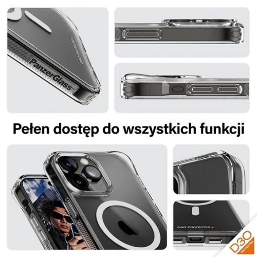 PanzerGlass HardCase D3O MagSafe tok katonai minősítéssel iPhone 15 Pro Max - Átlátszó