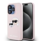 iPhone 15 Pro Max Pink Karl Lagerfeld - Liquid Szilikon Kettős Fej MagSafe tok