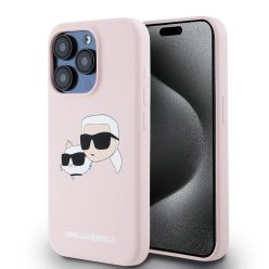   iPhone 15 Pro Max Pink Karl Lagerfeld - Liquid Szilikon Kettős Fej MagSafe tok