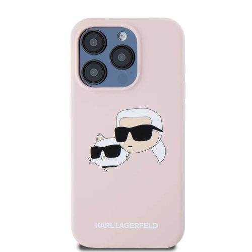 iPhone 15 Pro Max Pink Karl Lagerfeld - Liquid Szilikon Kettős Fej MagSafe tok