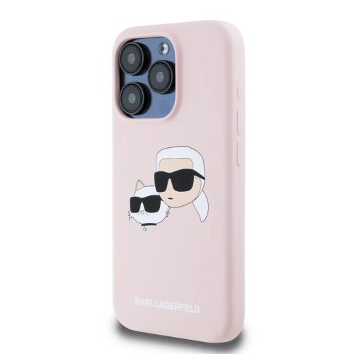 iPhone 15 Pro Max Pink Karl Lagerfeld - Liquid Szilikon Kettős Fej MagSafe tok