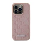 iPhone 15 Pro Max Pink Karl Lagerfeld PU Leather Monogram Metal Logo MagSafe tok