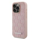 iPhone 15 Pro Max Pink Karl Lagerfeld PU Leather Monogram Metal Logo MagSafe tok