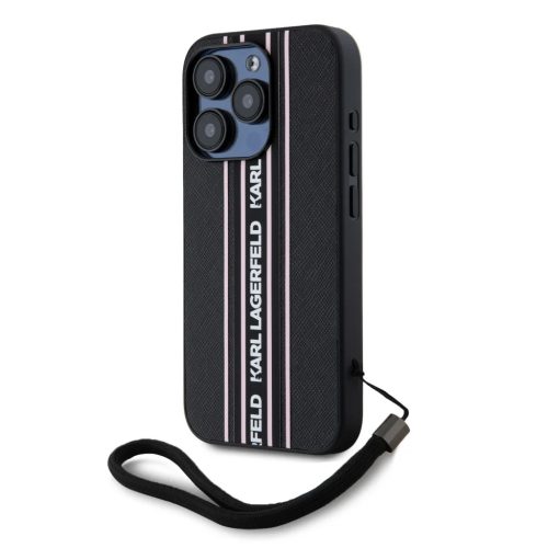 iPhone 15 Pro Max Pink Karl Lagerfeld PU Saffiano Athleisure Stripe és Strap tok