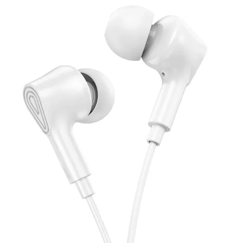 HOCO M102 vezetékes fülhallgatók Jack 3,5 mm mikrofonnal fehér