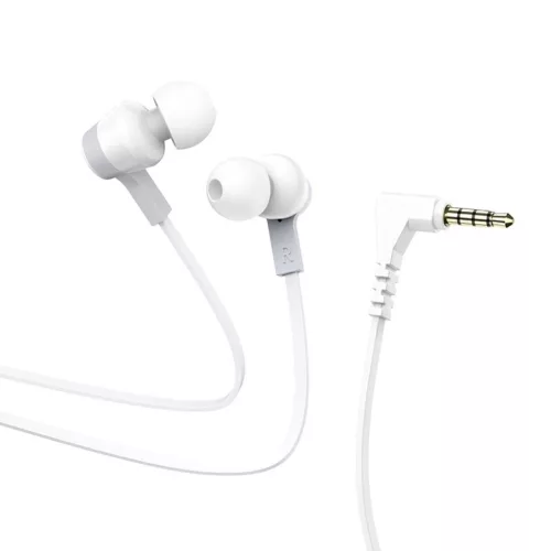 Fehér HOCO M86 vezetékes fülhallgatók Jack 3,5 mm mikrofonnal