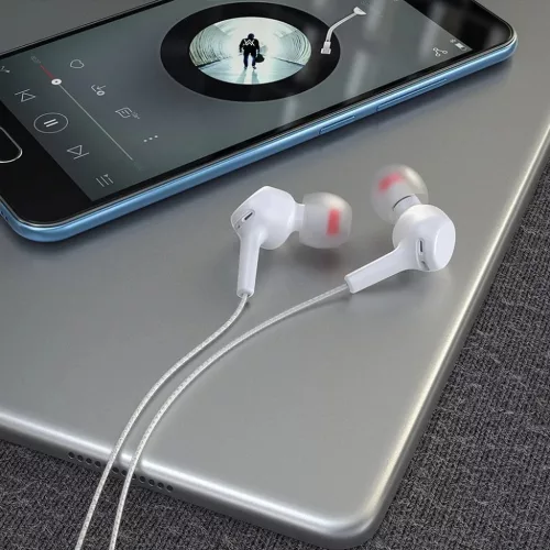 HOCO vezetékes fülhallgató Jack 3,5 mm mikrofonnal M78 fehér