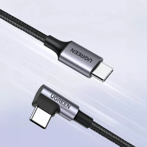 Ugreen US255 50122 USB-C (egyenes) / USB-C (sarok) PD QC kábel 60W 3A 0.5m - szürke