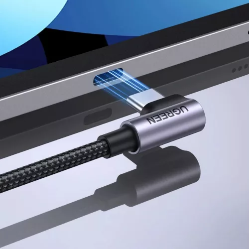 Ugreen US255 50122 USB-C (egyenes) / USB-C (sarok) PD QC kábel 60W 3A 0.5m - szürke