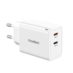 Choetech PD6013 2x USB-C PD 65W GaN fali töltő - fehér