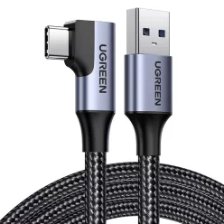   Ugreen US385 USB-A / USB-C 90º 5Gb/s 3A 1m szögletes kábel - fekete