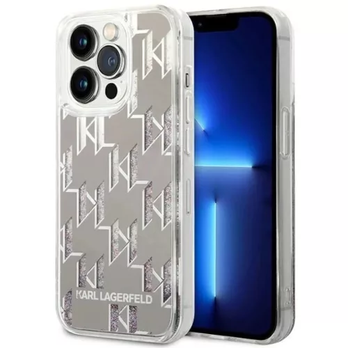 Karl Lagerfeld KLHCP14XLMNMS iPhone 14 Pro Max 6.7" keménytok ezüst / ezüst Liquid Glitter Monogram tok