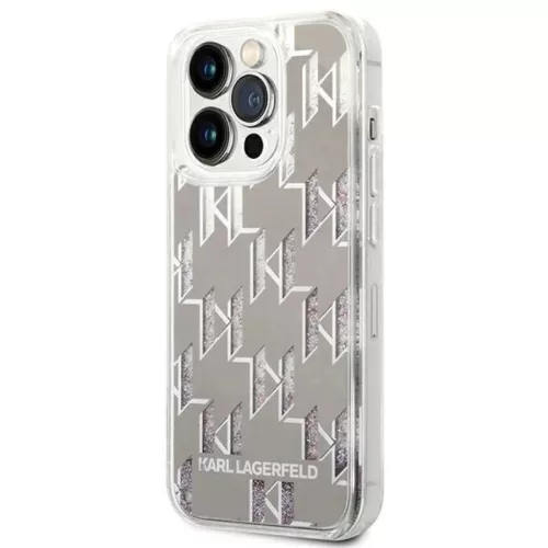 Karl Lagerfeld KLHCP14XLMNMS iPhone 14 Pro Max 6.7" keménytok ezüst / ezüst Liquid Glitter Monogram tok
