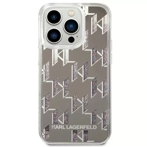 Karl Lagerfeld KLHCP14XLMNMS iPhone 14 Pro Max 6.7" keménytok ezüst / ezüst Liquid Glitter Monogram tok