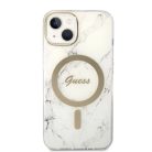 Guess GUBPP14MHMEACSH tok+ töltő iPhone 14 Plus 6.7" fehér/fehér kemény tok Márvány MagSafe