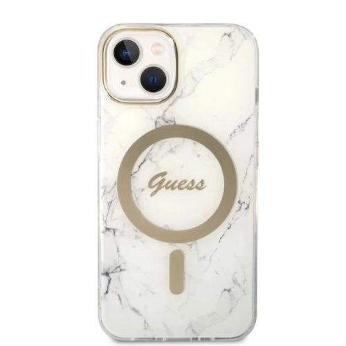 Guess GUBPP14MHMEACSH tok+ töltő iPhone 14 Plus 6.7" fehér/fehér kemény tok Márvány MagSafe